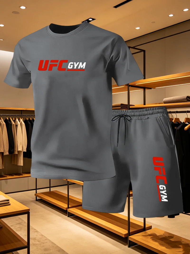Men'S Fashion Undershirt - Herren Mode T-Shirt Shorts UFC Freizeit-Set