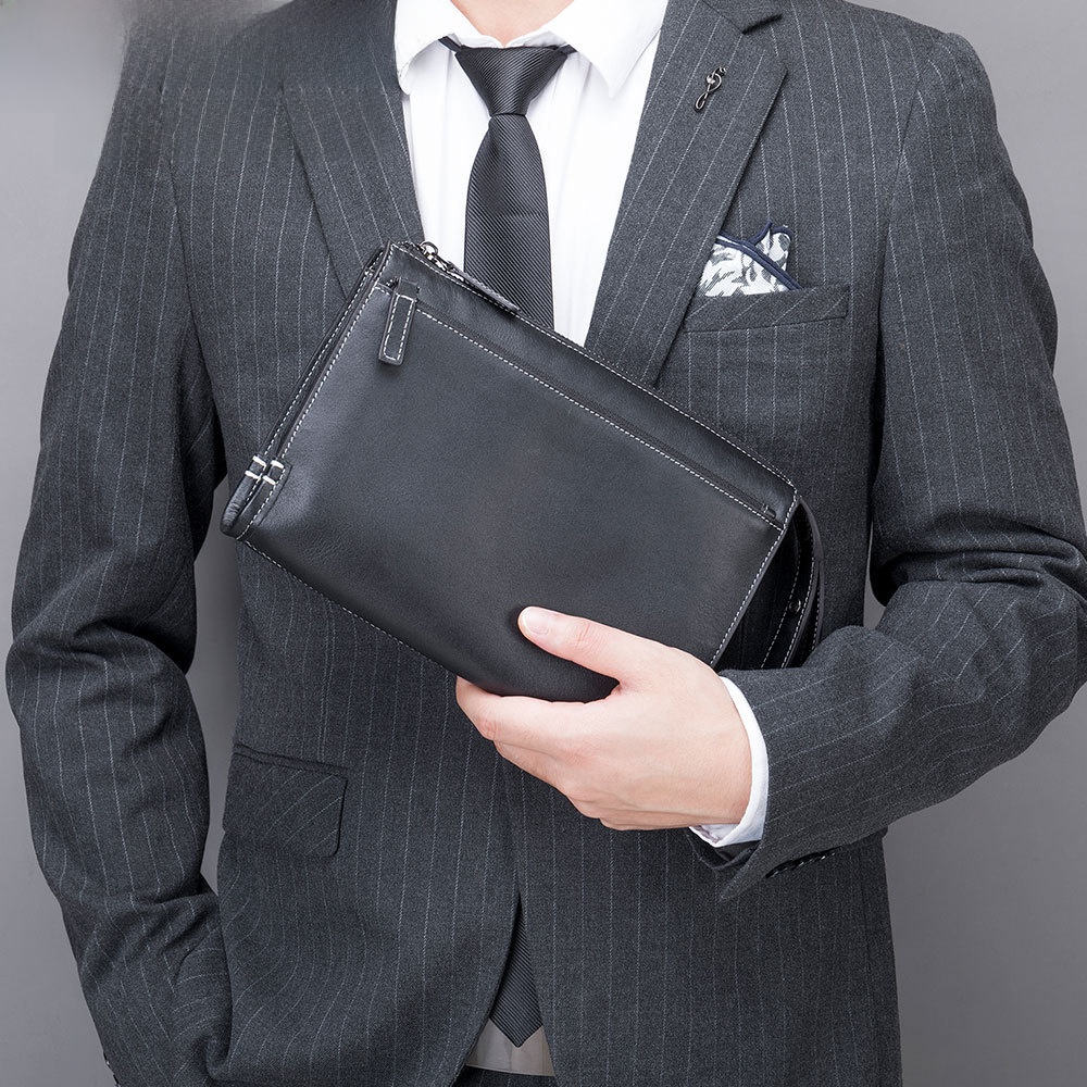 Men Fashion Korean Style - Modische Echtleder-Handtasche für Herren Business-Clutch Handyhülle