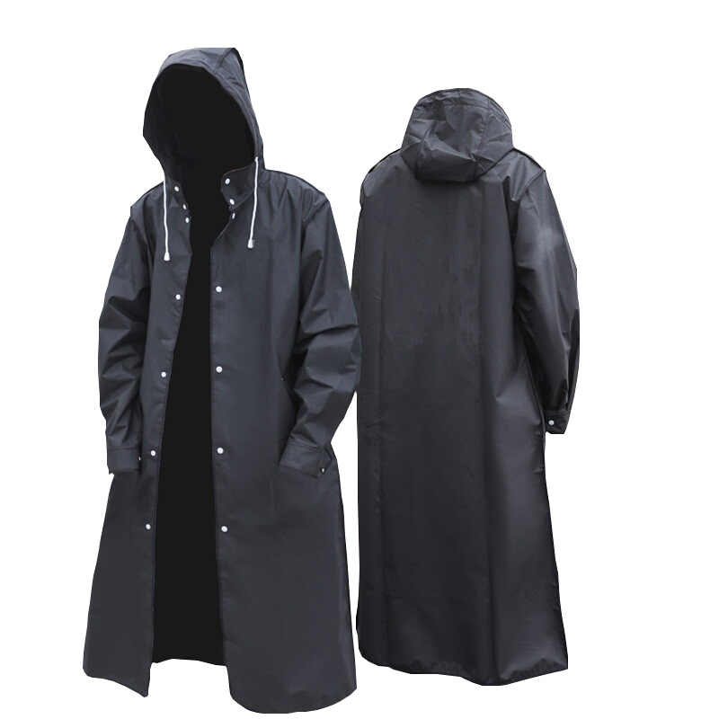 Mens Fashion Poncho - Schwarz Mode Erwachsene Wasserdichte Lange Regenmantel