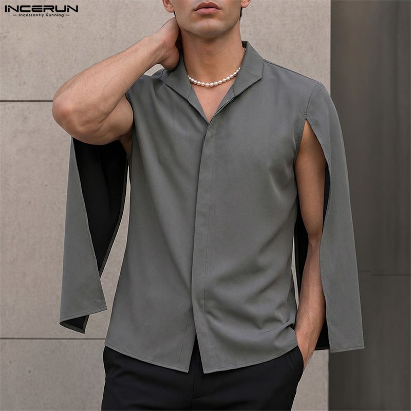 INCERUN Herrenhemd Einfarbig S – Mens Fashion Poncho Bewertung und Preis