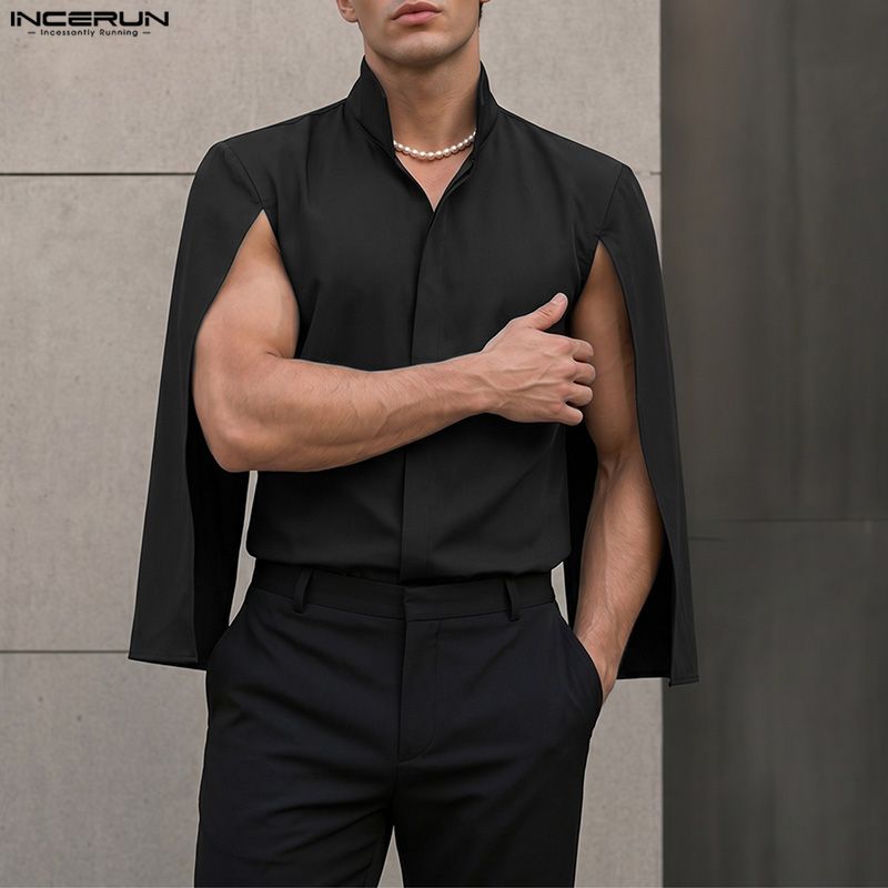 INCERUN Herrenhemd Einfarbig S – Mens Fashion Poncho Bewertung und Preis